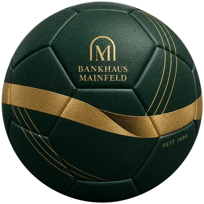 Beispiel-Design: Fußball einer Privatbank in Grün und Gold
