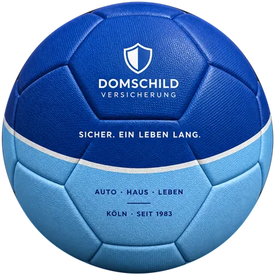 Beispiel-Design: Fußball einer Versicherung mit Slogan